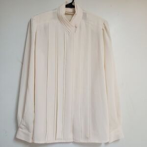 Vintage 90s Top Christie & Jill Cream Long Sleeve Blouse Size 12